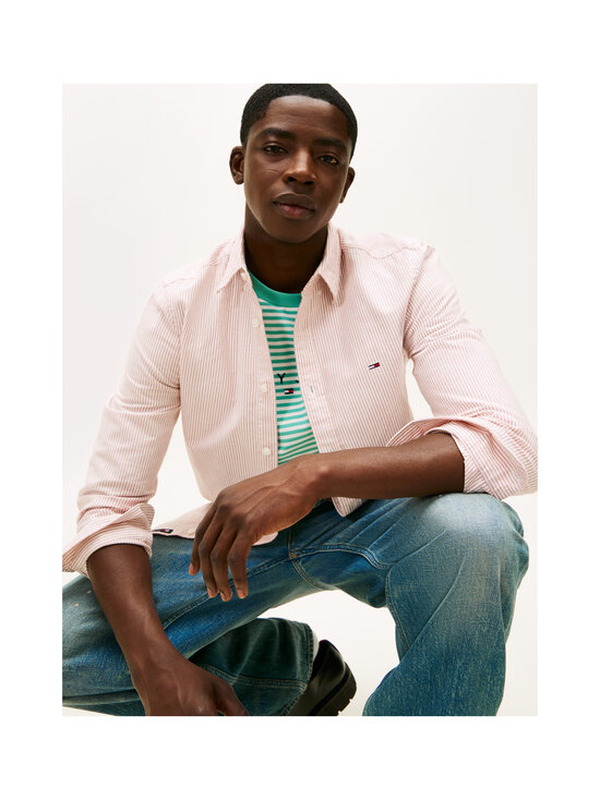 Tommy Jeans - Slim Stripe -kauluspaita - XL0 TERRACOTTA RED/STRIPES | Stockmann - photo 5