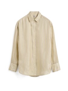TOTEME - Oversized Striped -silkkipaitapusero - BEIGE/BROWN | Stockmann