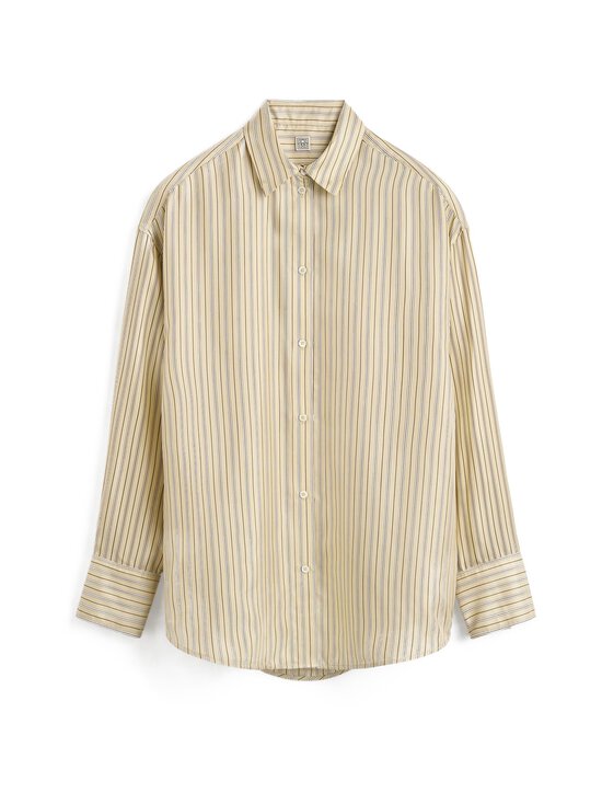 TOTEME - Oversized Striped -silkkipaitapusero - BEIGE/BROWN | Stockmann - photo 1