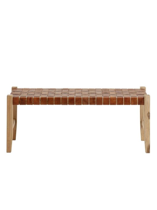 Kave Home - Calixta-penkki ruskea nahka L 120 cm - BEIGE | Stockmann - photo 1