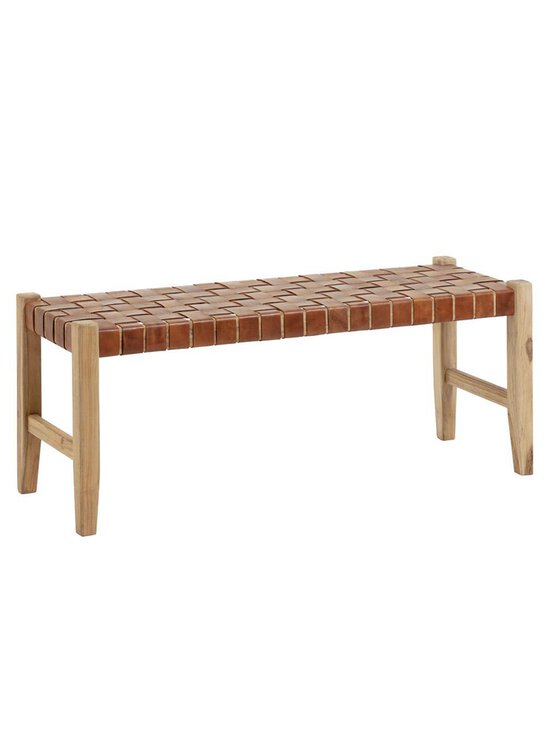 Kave Home - Calixta-penkki ruskea nahka L 120 cm - BEIGE | Stockmann - photo 2