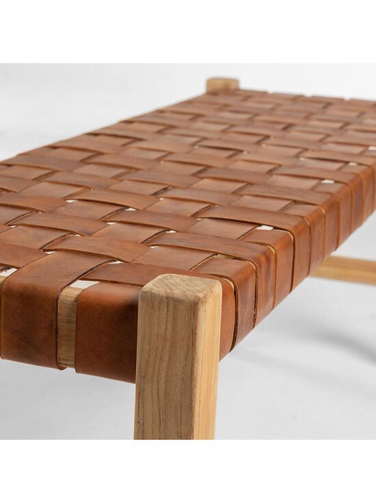 Kave Home - Calixta-penkki ruskea nahka L 120 cm - BEIGE | Stockmann - photo 4