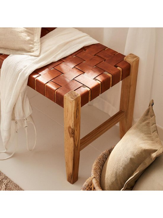 Kave Home - Calixta-penkki ruskea nahka L 120 cm - BEIGE | Stockmann - photo 6