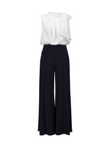 Joseph Ribkoff - Silky And Satin Wide Leg Jumpsuit With Contrast -haalari - 2229 MIDNIGHT BLUE/VANILLA | Stockmann