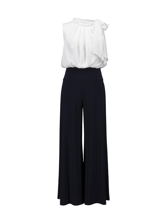 Joseph Ribkoff - Silky And Satin Wide Leg Jumpsuit With Contrast -haalari - 2229 MIDNIGHT BLUE/VANILLA | Stockmann - photo 1
