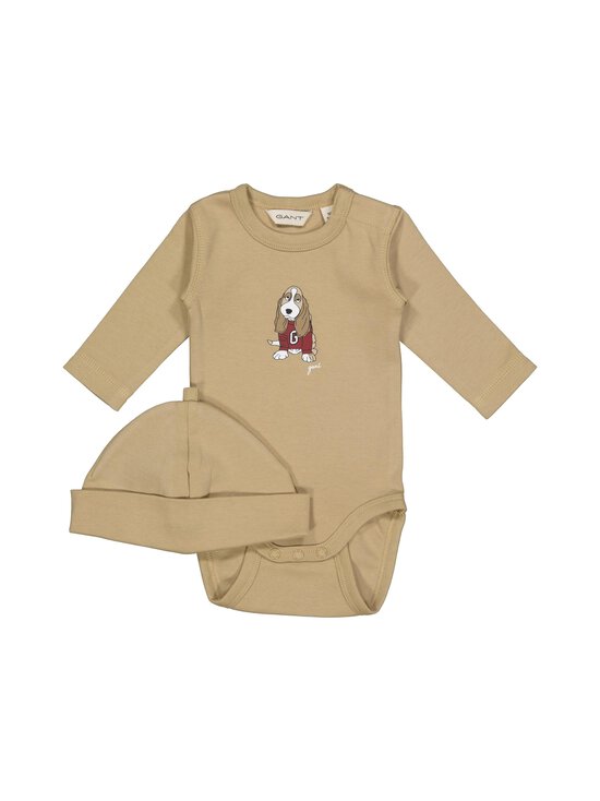 GANT - Dog Print bodijs un trikotāžas cepurīte - 248 DARK KHAKI | Stockmann - photo 1