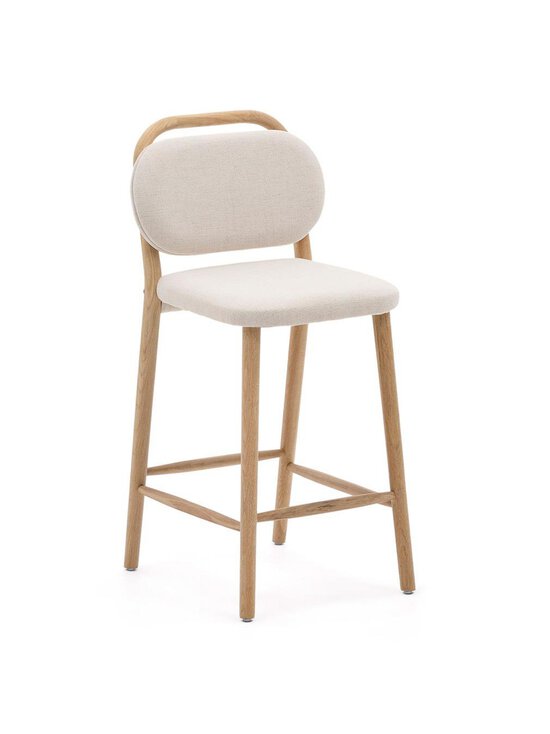 Kave Home - Helda-baarijakkara beige chenille-kangas / tammi K 65 cm - BEIGE | Stockmann - photo 1