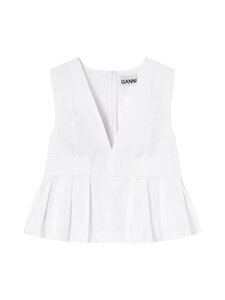 Ganni - Stretch Cotton V-neck -pusero - 151 BRIGHT WHITE | Stockmann
