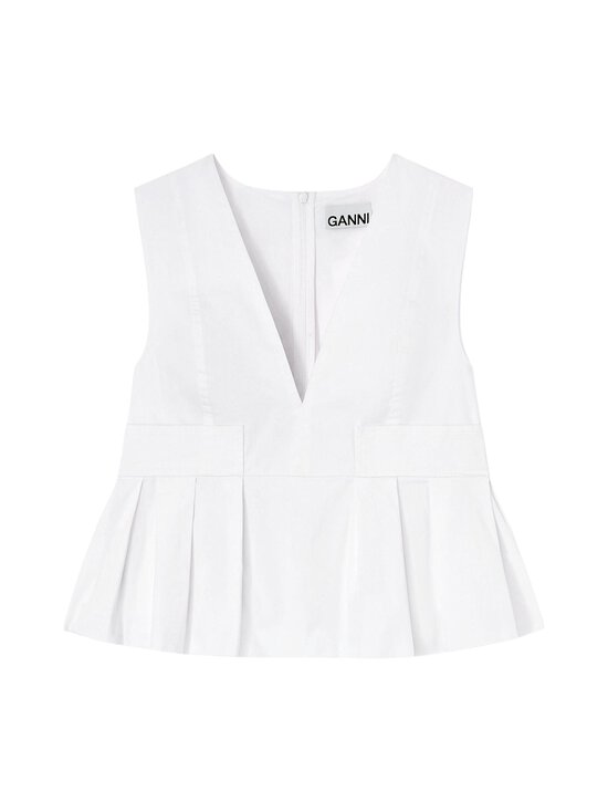 Ganni - Stretch Cotton V-neck -pusero - 151 BRIGHT WHITE | Stockmann - photo 1