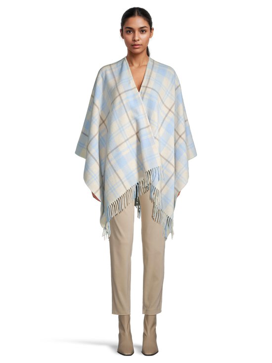 Lexington - Rūtains vilnas pončo - 106 OFF WHITE/LT BLUE CHECK | Stockmann - photo 2