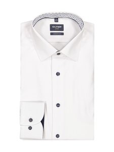 Olymp - Modern Fit Contrast Trim And Buttons -kauluspaita - 00 WEISS | Stockmann