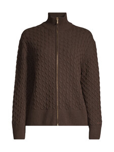 GANT - Vetoketjullinen palmikkoneuletakki - 202 DEEP BROWN | Stockmann