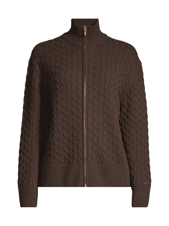 GANT - Vetoketjullinen palmikkoneuletakki - 202 DEEP BROWN | Stockmann - photo 1