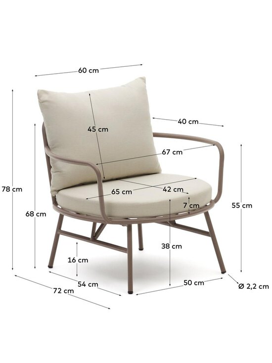 Kave Home - Bramant-nojatuoli harmaa / malva - BEIGE | Stockmann - photo 9