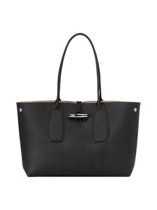 Longchamp - Roseau Shoulder L -nahkalaukku - 001 BLACK | Stockmann