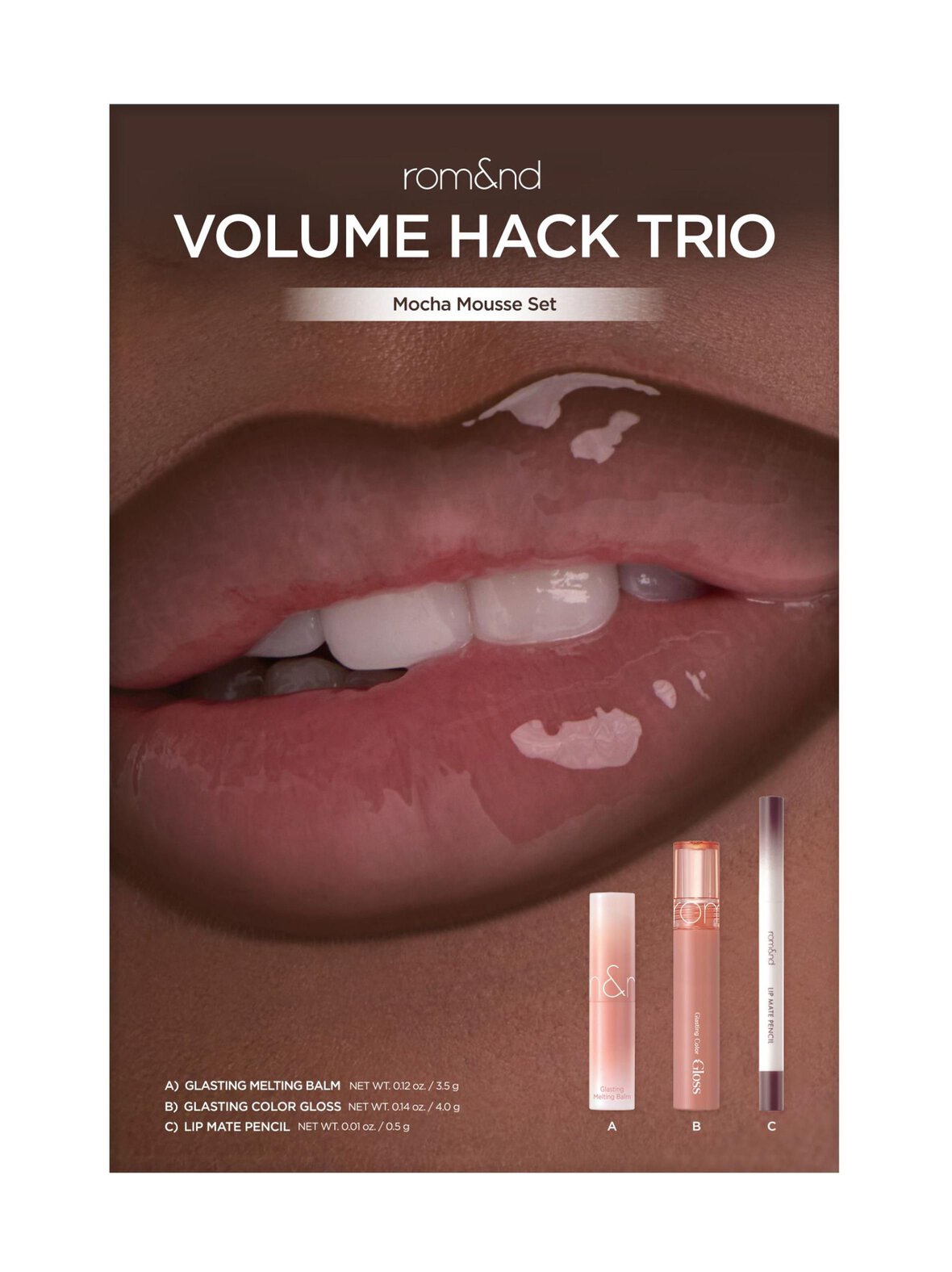 Volume hack trio mocha mousse set -huulimeikkipakkaus