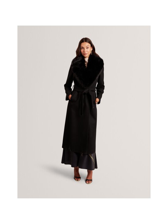 Ted Baker London - Musea Faux Fur Belted -pitkä villakangastakki - BLACK | Stockmann - photo 2