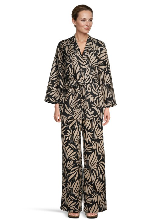 NOOM - Anette Wide Leg -pellavasekoitehousut - BLACK PRINT COMBO | Stockmann - photo 3