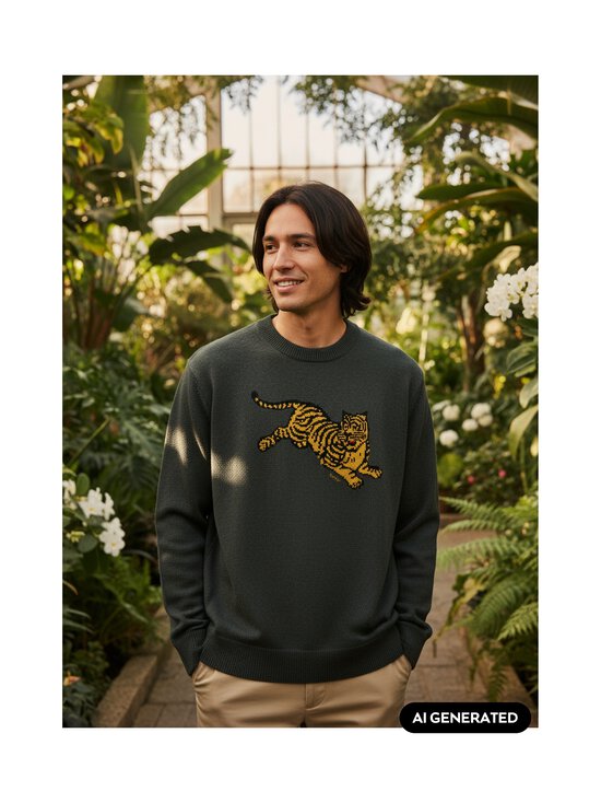 Kenzo - Jumping Tiger -neule - 51 DARK KHAKI | Stockmann - photo 3