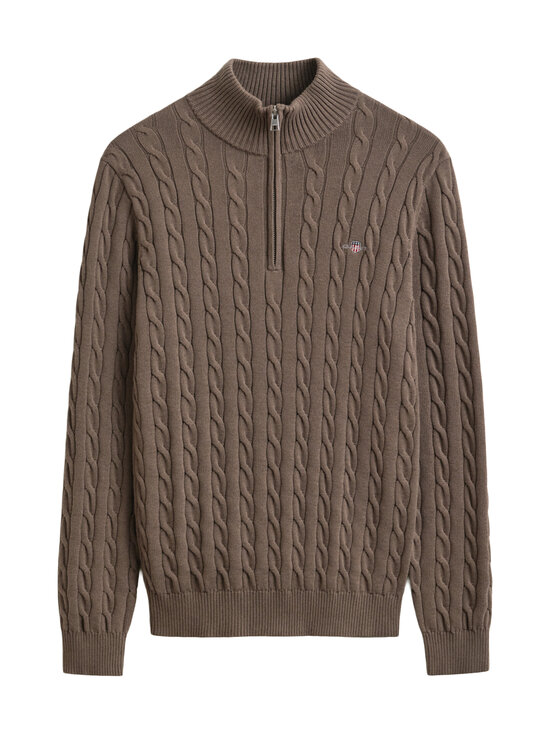 GANT - Cotton Half Zip pīnīšu adījuma džemperis - 260 FADED TAUPE | Stockmann - photo 1