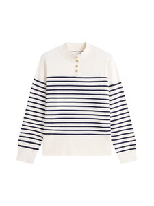 Tommy Hilfiger Curve - Jersey Button Mock Neck džemperis - 0X2 PLACED THIN NAVY STP SWEATERS | Stockmann