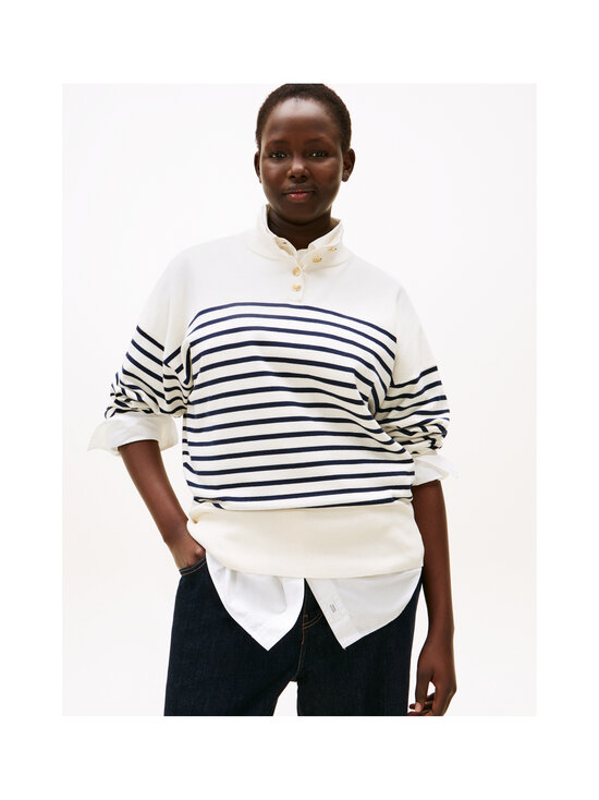 Tommy Hilfiger Curve - Jersey Button Mock Neck džemperis - 0X2 PLACED THIN NAVY STP SWEATERS | Stockmann - photo 5