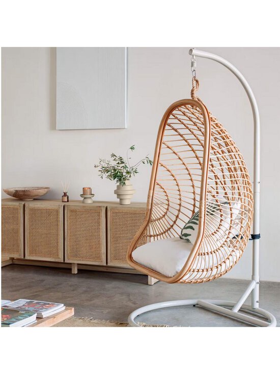 Kave Home - Ekaterina-riipputuoli telineellä tummanharmaa teline rottinki / valkoinen - BEIGE | Stockmann - photo 7