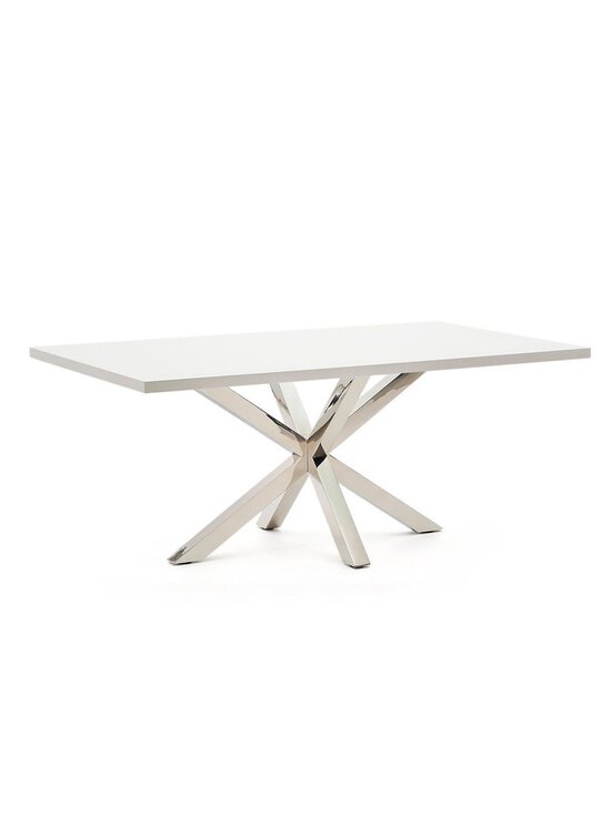 Kave Home - Argo-ruokapöytä valkoinen melamiini / kromi 200 x 100 cm - WHITE | Stockmann - photo 2