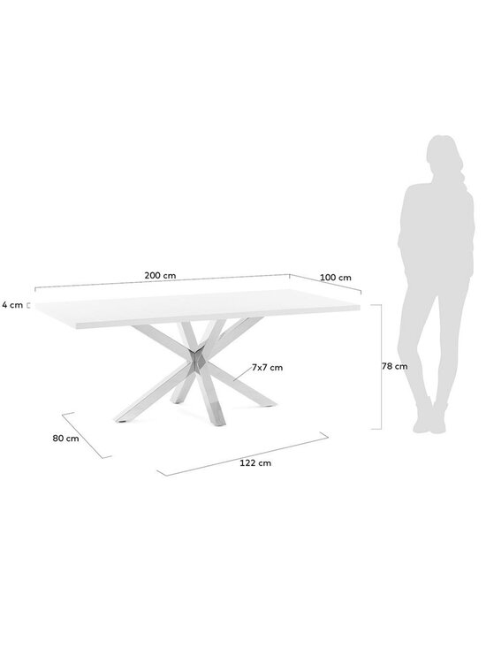 Kave Home - Argo-ruokapöytä valkoinen melamiini / kromi 200 x 100 cm - WHITE | Stockmann - photo 3