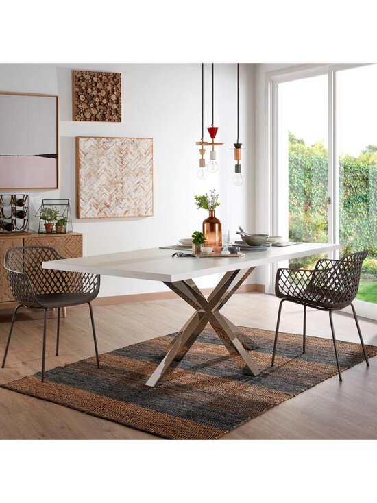Kave Home - Argo-ruokapöytä valkoinen melamiini / kromi 200 x 100 cm - WHITE | Stockmann - photo 5