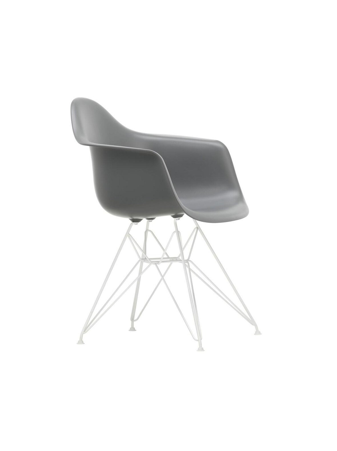 Eames dar re -tuoli käsinojilla granite grey/valkoinen