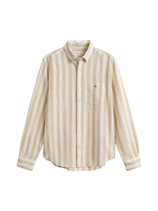 GANT - Regular Cotton Linen -raidallinen kauluspaita - 200 OAT BEIGE | Stockmann - photo 1