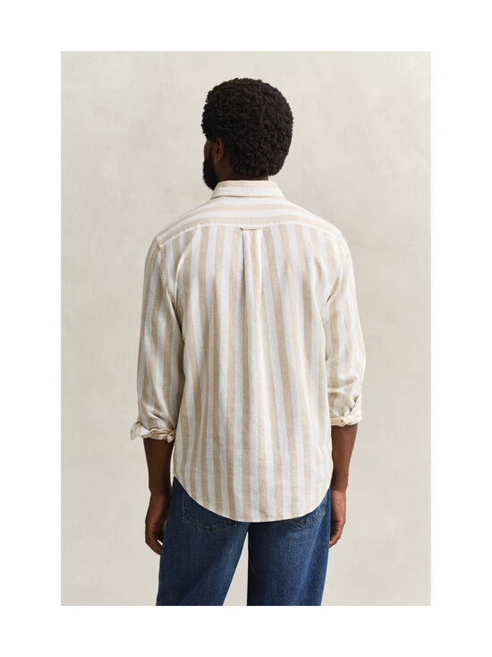 GANT - Regular Cotton Linen -raidallinen kauluspaita - 200 OAT BEIGE | Stockmann - photo 3