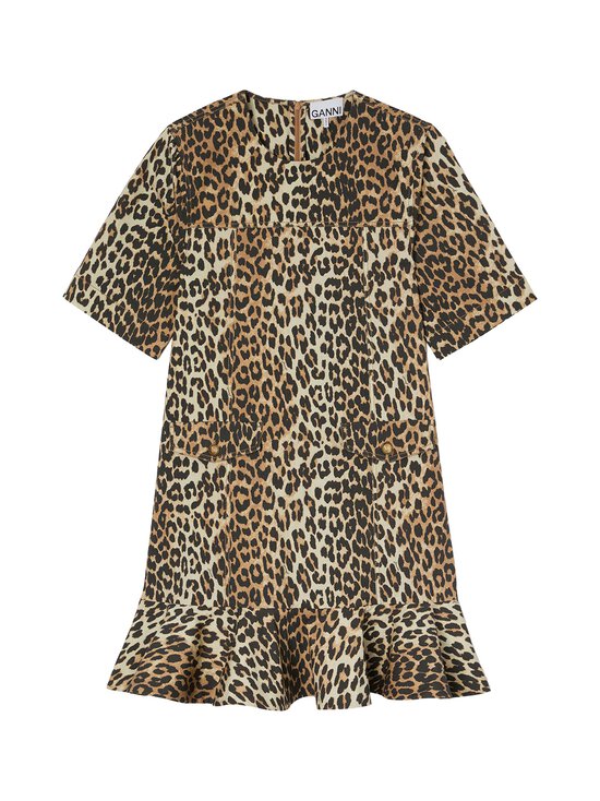 Ganni - Printed Stretch Cotton -minimekko - 943 LEOPARD | Stockmann - photo 1
