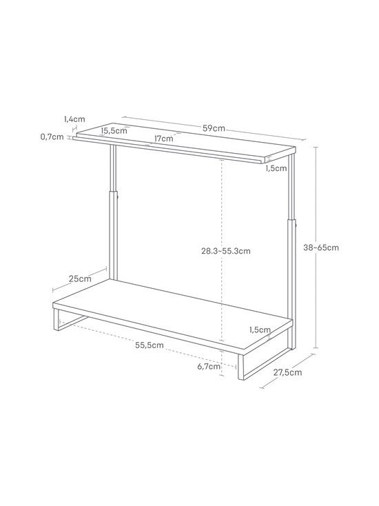 Yamazaki - Tower 2 Tiered Height Adjustable Monitor- säädettävä teline monitorille - WHITE | Stockmann - photo 7