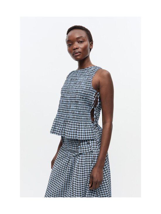 Ganni - Seersucker Check Smock Tie -toppi - 326 SOFT CHAMBRAY - photo 4 Ganni - Seersucker Check Smock Tie -toppi - 326 SOFT CHAMBRAY | Stockmann - photo 4