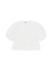Ganni - Poplin Peplum -pusero - 151 BRIGHT WHITE | Stockmann