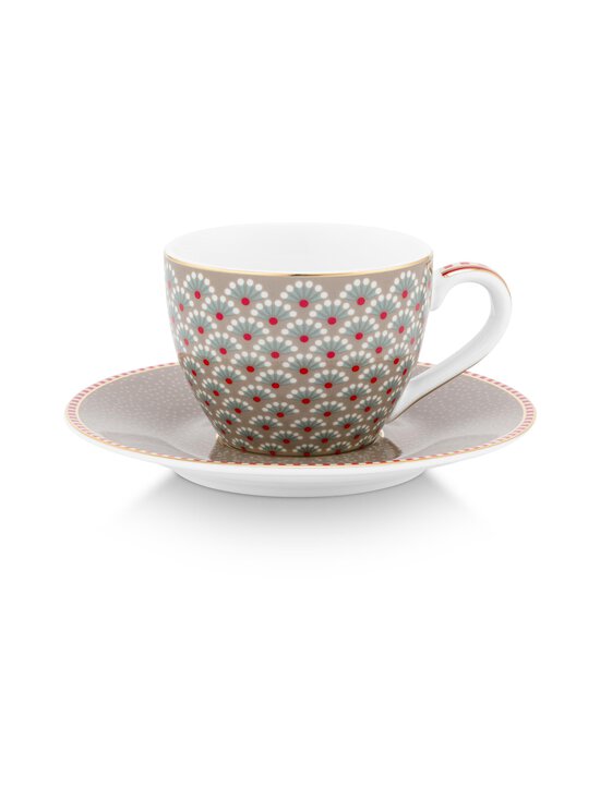 PIP Studio - Blooming Tales - espressokuppi ja posliinilautanen 120 ml - KHAKI | Stockmann - photo 1