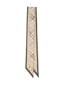 Burberry - Check Skinny Border -silkkikaulaliina - A3650 DOVE GREY | Stockmann