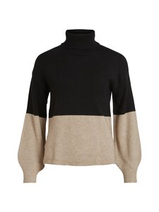 Vila - Kõrge kaelusega kampsun Viril Blocking - BLACK DETAIL:NATURAL MELANGE RIB | Stockmann