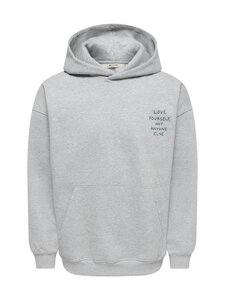 Only & Sons - OnsHenry Scribble Oversize -collegehuppari - LIGHT GREY MELANGE PRINT:LOVE YOURSELF | Stockmann