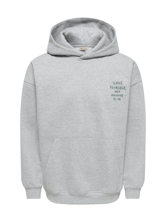 Only & Sons - OnsHenry Scribble Oversize -collegehuppari - LIGHT GREY MELANGE PRINT:LOVE YOURSELF | Stockmann - photo 1