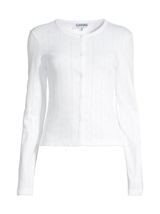 Ganni - Compact Pointelle Rib -trikoopaita - 151 BRIGHT WHITE | Stockmann - photo 1
