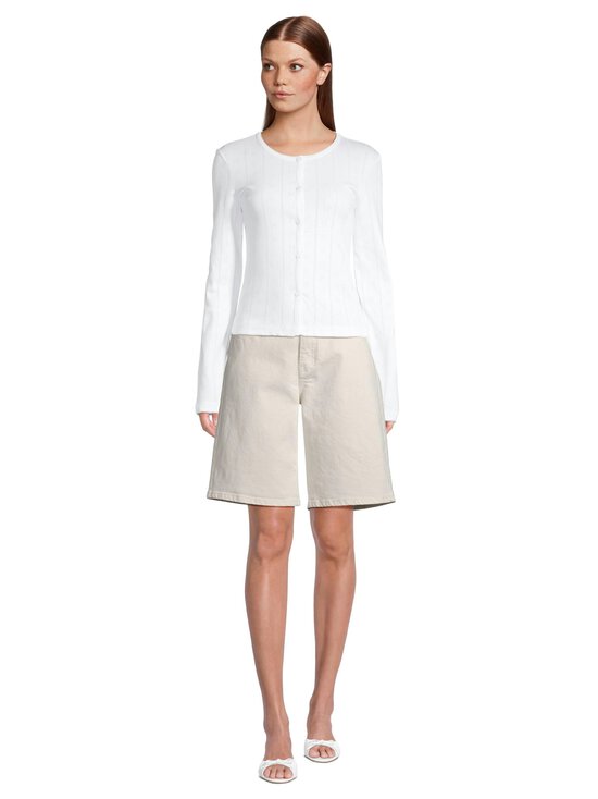 Ganni - Compact Pointelle Rib -trikoopaita - 151 BRIGHT WHITE | Stockmann - photo 2