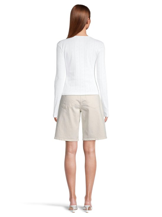 Ganni - Compact Pointelle Rib -trikoopaita - 151 BRIGHT WHITE | Stockmann - photo 3