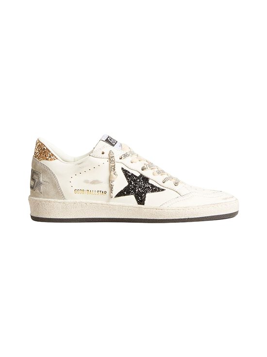 GOLDEN GOOSE - Ballstar Leather Upper And Toe Glitter -nahkasneakerit - 10750 WHITE/BLACK/GOLD/ICE | Stockmann - photo 1