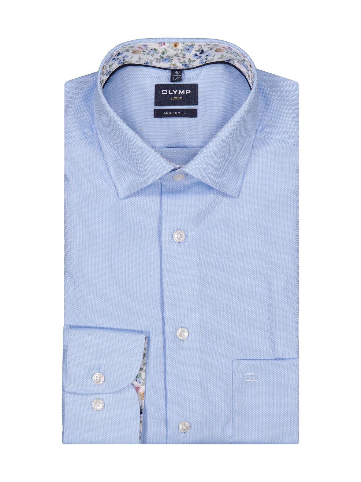 Modern Fit Contrast Trim Flower -kauluspaita