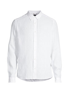 BOSS - Liam-pellavakauluspaita - 100 WHITE | Stockmann