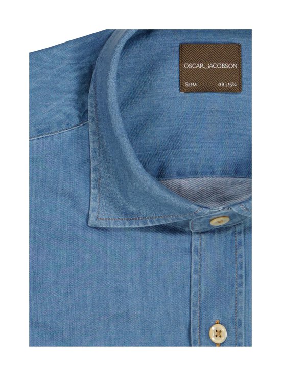 Oscar Jacobson - Slim Fit Cut Away Washed Denim -kauluspaita - CHAMP BLUE 278 | Stockmann - photo 2