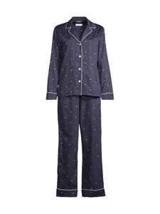 Lauren Ralph Lauren - Notch Collar Long -pyjama 2-osainen - 401 NAVY PRT | Stockmann